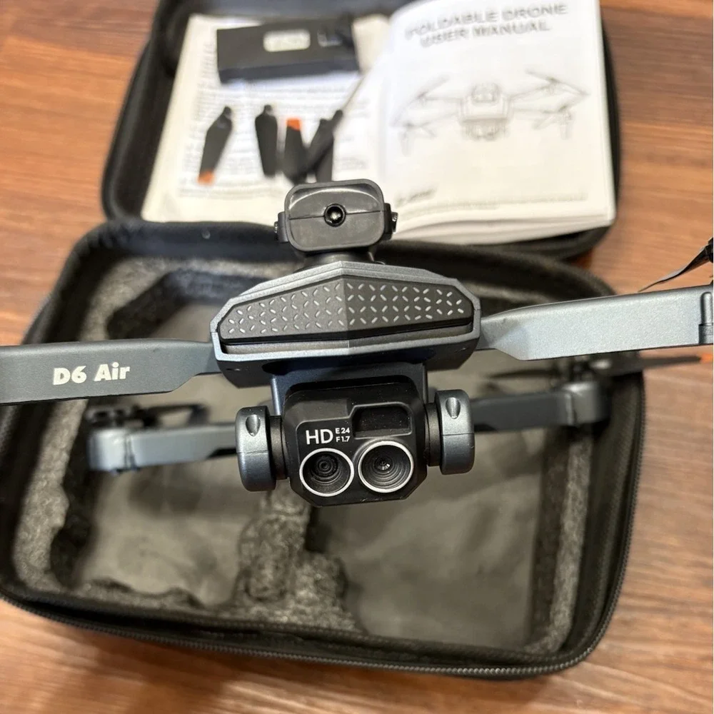 DLRC D6 AIR HD Dual Camera Drone Foldable WiFi FPV Quadcopter w/2 Batteries/Case